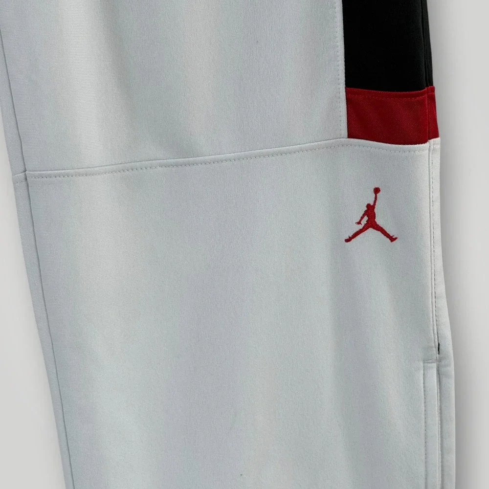 Jordan Mens Large Track Pants White Black Red Jumpman Snap Leg Zip Athletic
